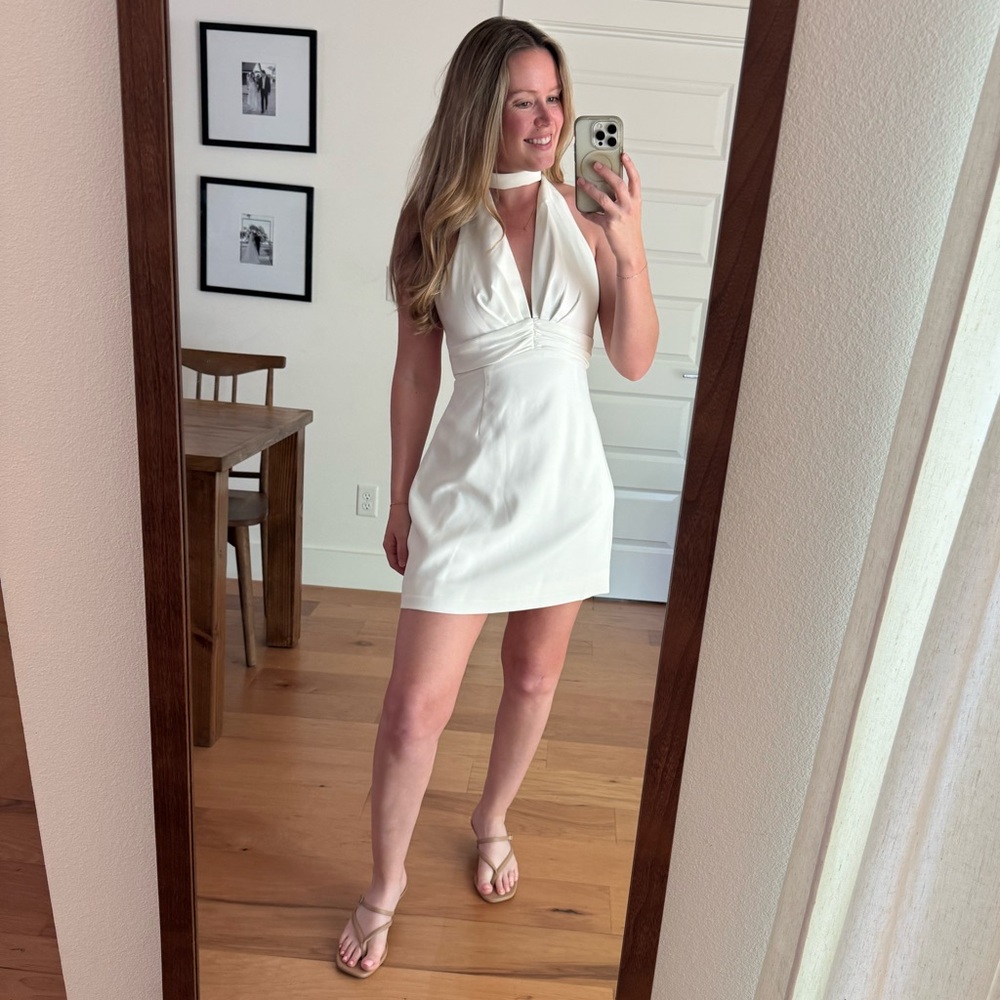 Odd Muse Halter Mini Dress White